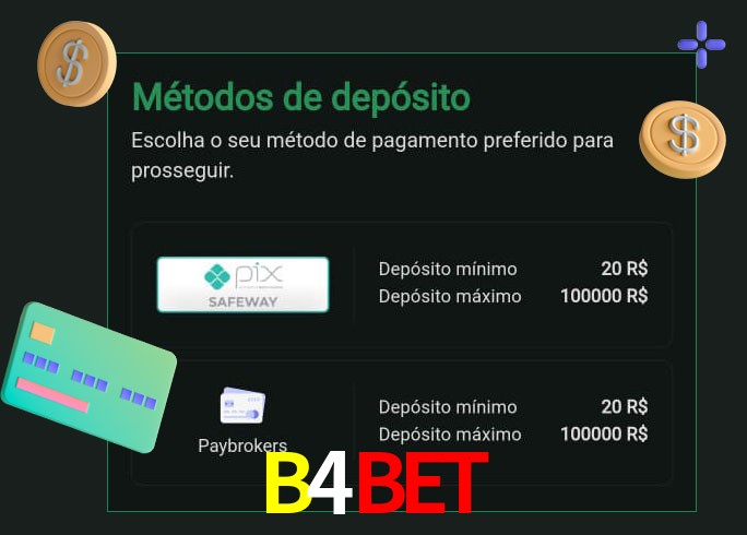 O cassino B4Bet oferece uma grande variedade de métodos de pagamento